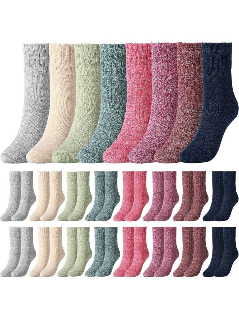 JaGely 24 Pairs Thermal Winter Socks for Women Wool Crew